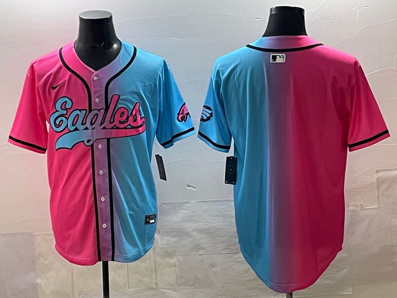 Men 2025 Philadelphia Eagles Blank Blue pink Nike Limited NFL Jersey style 01->philadelphia eagles->NFL Jersey